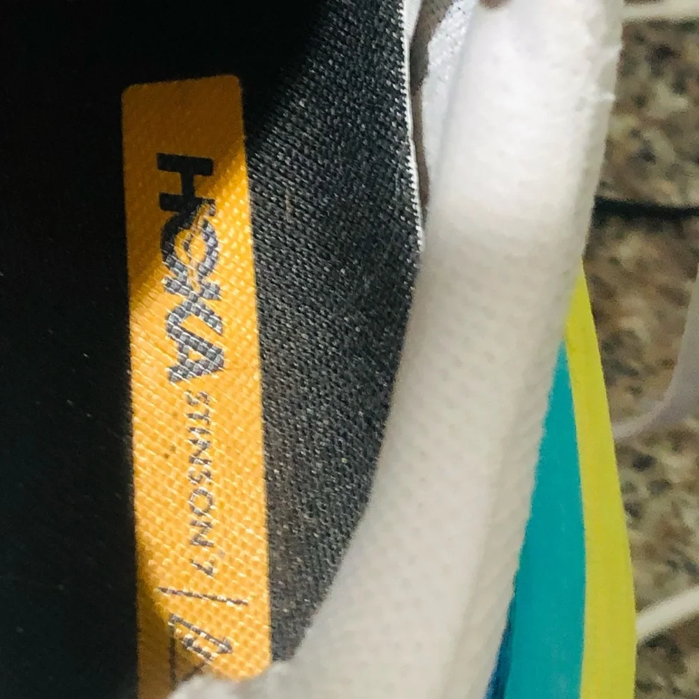 Hoka Clifton-style Running Shoes in Blue, Yellow & White - Picture 4 of 7